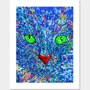 Cat Close Up Stained Glass Posters and Art